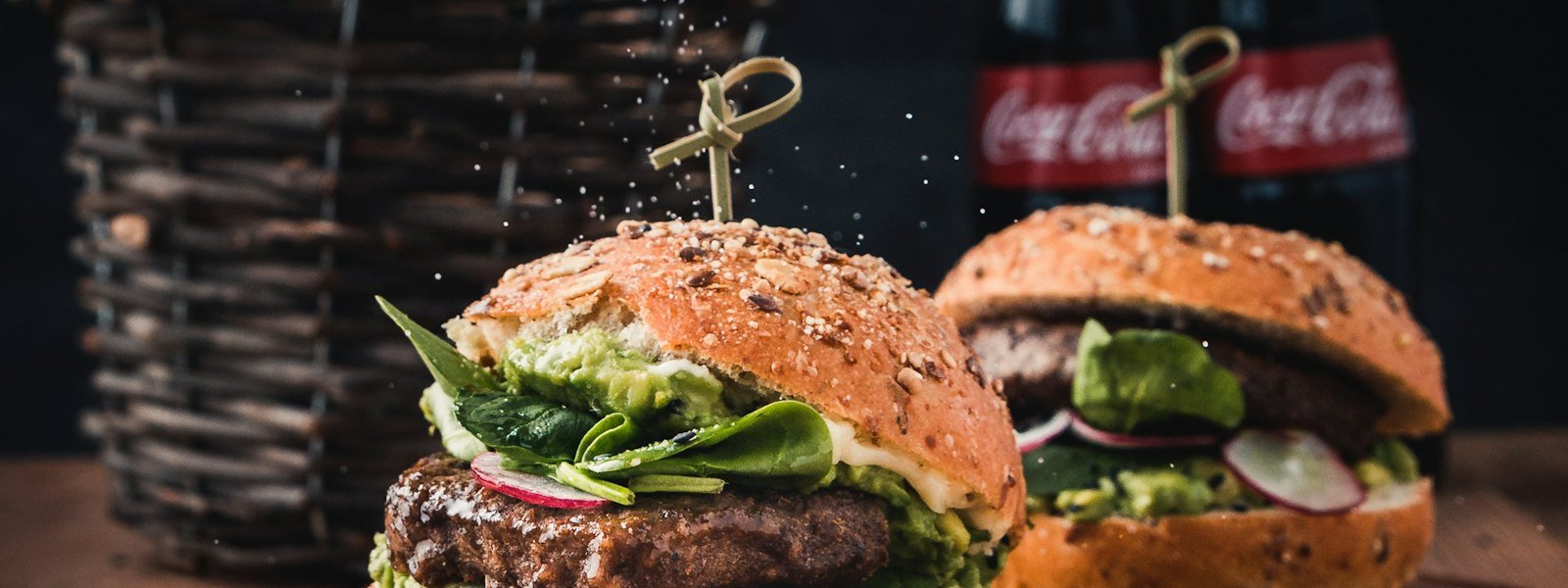 Flame grilled burger with lettuce and tomato