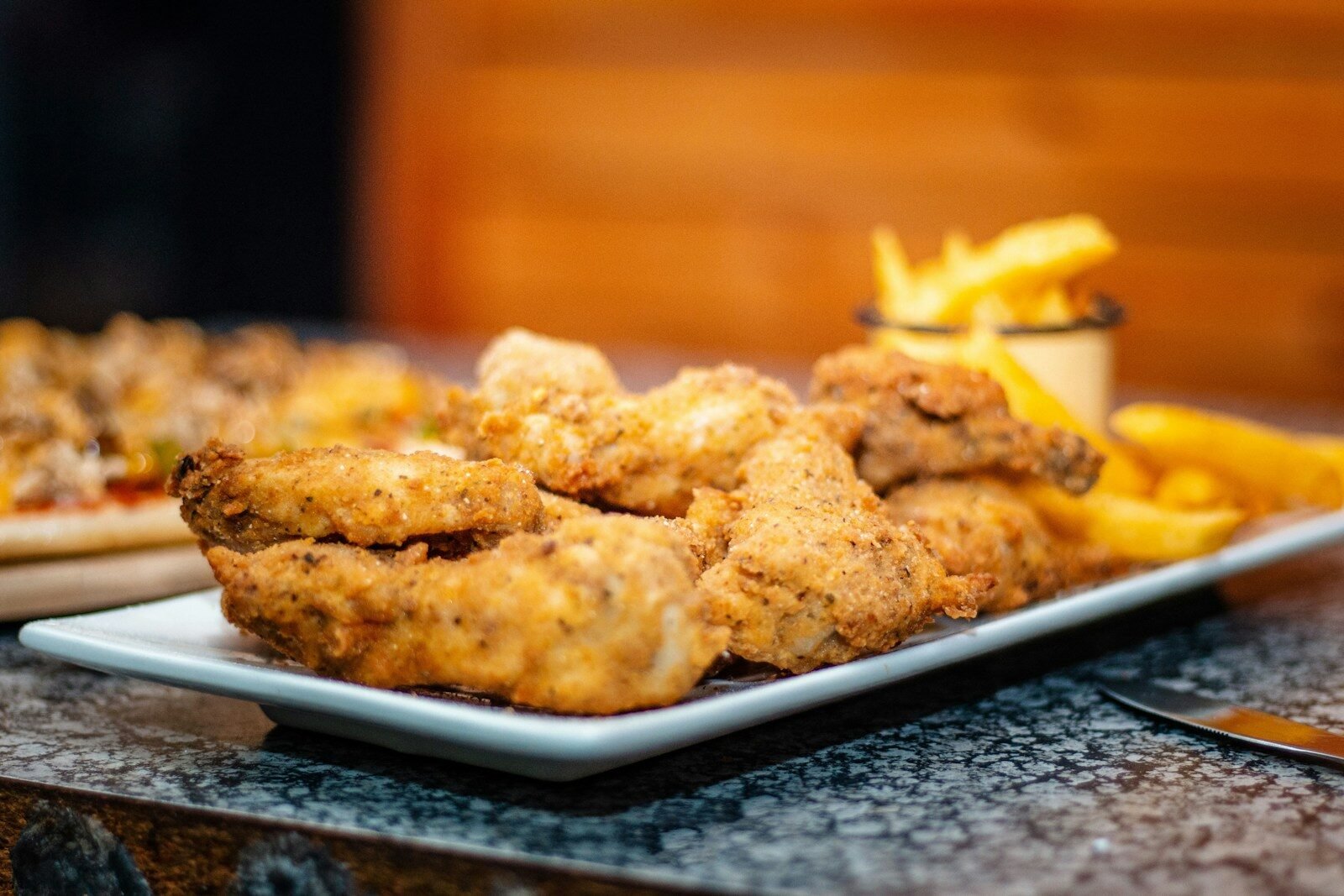 Plate of crispy fried chicken