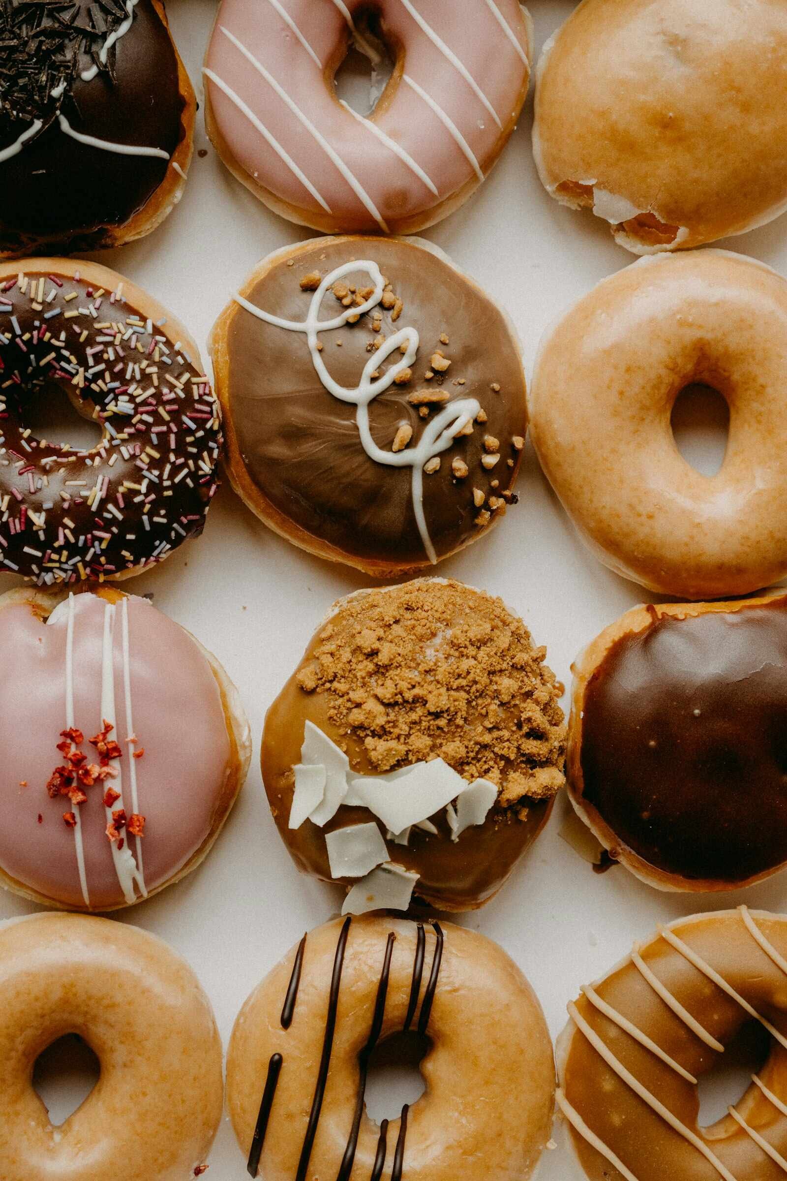Glazed doughnuts on a tray