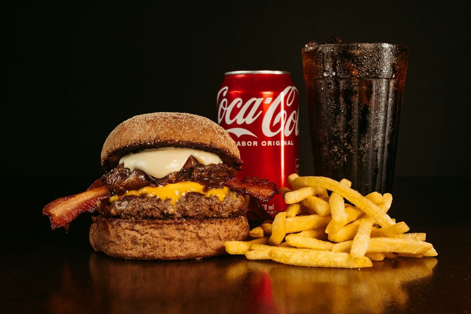 Gourmet burger with fries